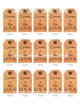 T33 - "Grown in the USA" Hang Tags